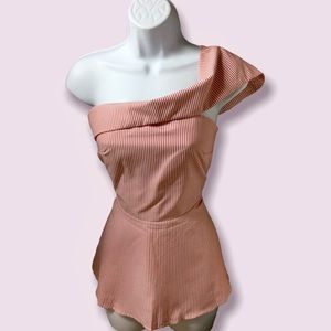 No brand cut off shoulder red and white stripe